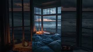 Coastal Raindrop Escape Cozy Bed Gentle Waves and Screen Serenity rainyday relax rainycozy🩵💙🧡 [upl. by Aihk]