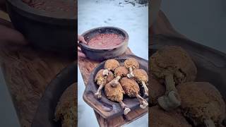 Tent Camping Cooking Quick Fried Chicken Meal wintercamping cooking tentcamping [upl. by Sokin849]