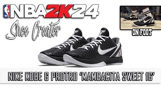 NBA 2K24 Shoe Creator  How to make Kobe 6 Mambacita Sweet 16 [upl. by Copeland537]