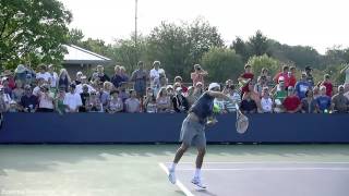 Roger Federer Serve warm up Slow Motion with Audio HD [upl. by Giardap]