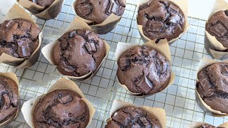 BAKERY STYLE JUMBO DOUBLE CHOCOLATE MUFFINS [upl. by Ettedualc]