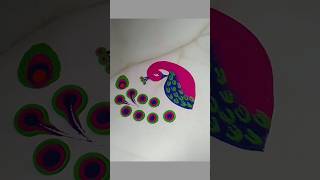 💗💚Peacock kolam art beautiful peacock rangoli very attrative and creative rangoli shorts [upl. by Ado]