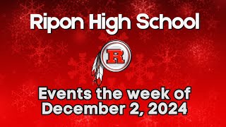 Ripon High School Events the Week of December 2 2024 [upl. by Yrram]