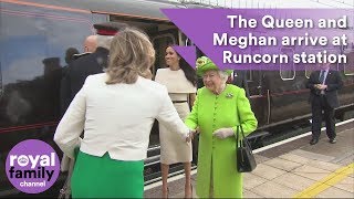 Queen and Meghan Duchess of Sussex arrive at Runcorn station and visit Widnes [upl. by Curzon535]