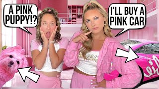 24 HOURS OF DOING EVERYTHING IN THE COLOR PINK BARBIE CHALLENGE 🛍😱💗 [upl. by Zachariah]