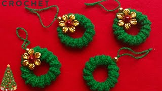 En Solo 10 Minutos TEJE ésta Linda CoronaAdorno Navideño a CROCHETCrochet Christmas PatternNavida [upl. by Boser]