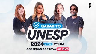 Gabarito UNESP 2024 2ª FASE 2º dia – Correção de prova AO VIVO [upl. by Granniah]