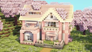 Minecraft How to Build a Cozy Cherry Blossom House  Tutorial [upl. by Kcirdnekal]