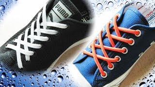 〔靴紐の結び方〕X模様が並んでるみたいな靴ひもの通し方 how to tie shoelaces 〔生活に役立つ！〕 [upl. by Jankey]