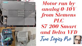 Motor run by Analog 010V from Siemens PLC S7 200 Smart and Delta VFD [upl. by Orion]