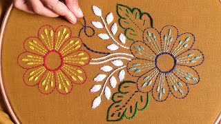 Hand Embroidery Designs Patterns TutorialPhulkari Borderline Embroidery366Nokshi Kantha Stitch [upl. by Kire]