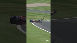 HUGE crash for Locatelli in Race 1 💥  2021 UKWorldSBK 🇬🇧 [upl. by Carpet]