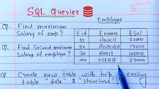 Top SQL Queries for Interview  Must Do SQL Interviews Queries [upl. by Nuahsal279]