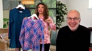 Denim amp Co Faux Surplice VNeck Plaid Blouse on QVC [upl. by Fransisco]