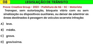 08  LEI DE TRÂNSITO  Creative Group  2023  Prefeitura de Itá  SC  Motorista [upl. by Anaiv]