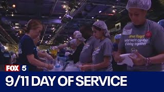 NYC volunteers pack millions of meals for 911 Day of Service [upl. by Tiny]