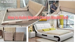 How to make Modern Design of Double Bed amp Side Tables HUKI WOOD [upl. by Adyl523]