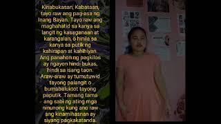 Pagtatalumpati quotSa Kabataanquotni Onofre Pagsanghan quotPerformance Task in Filipino 11 [upl. by Ahsele378]