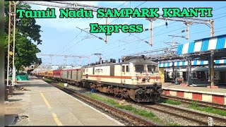 🔥12652 Tamil Nadu Sampark kranti Express🔥 rail viralvideo indianrailways [upl. by Atihana]