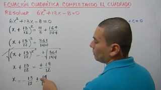 Completando el trinomio cuadrado perfecto para resolver una ecuación cuadrática Ejemplo 4 [upl. by Ahsein]