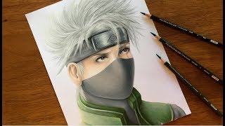 Drawing Naruto Characters  Realistic Kakashi Hatake [upl. by Bascio]