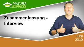 Zusammenfassung eines Interviews  Zentralmatura Deutsch Jänner 2020 4 [upl. by Hammock]