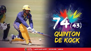 Quinton de Kock CRUSHES 74 from 43 vs Jamaica Tallawahs  CPL 2022 [upl. by Sioux]