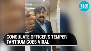 Viral video Official yells at visa applicant in New York watch how Indian consulate responded [upl. by Shinberg884]