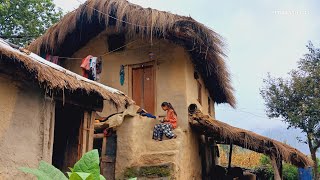 Most Beautiful and peaceful Himalayan Mountion village lifestyle Rainy Day [upl. by Ahron]