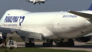 Hard Landing 7478 Boeing 747 Jumbo Jet London Stansted Airport  Panalpina BA World Cargo TNT Oman [upl. by Millham]