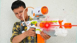 NERF WAR ROCKET GUN BATTLE SHOT 3 [upl. by Akyeluz98]