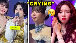 Kpop idols get emotional during GIDLE speech at MMA 2024 IVE aespa BND reaction kpop [upl. by Ennairej]