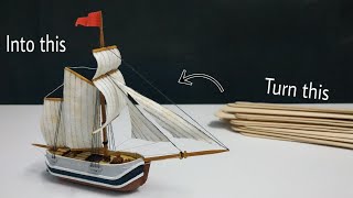 How To Make a miniature Ship from popsicle stick [upl. by Melena235]