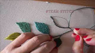 Leaf Filling with Stem Stitch  Embroidery Tutorial [upl. by Eddana]