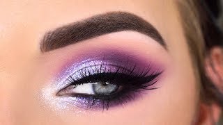 Huda Beauty Mercury Retrograde Palette  Purple Glitter Eye Makeup Tutorial [upl. by Sherj]