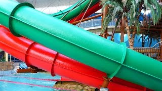 Duelling Dragons Green  Turbo Slide  Sandcastle Waterpark Blackpool [upl. by Hildick]