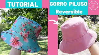 DIY GORRO PILUSO REVERSIBLE  gorro pescador bucket hat [upl. by Anawad56]