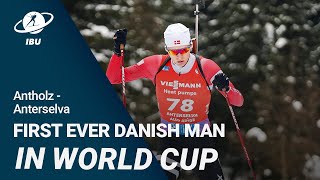 World Cup 2324 AntholzAnterselva Schiellerup first ever Danish Man at start in World Cup [upl. by Grassi147]