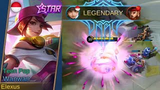 Wanwan Starlight Skin August TEEN POP Full Legendary Gameplay  Cute Girl Graffiti Mobile Legends [upl. by Robina]