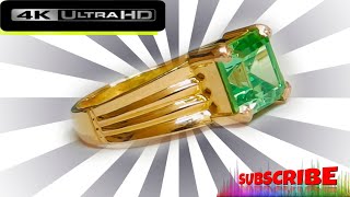 Emerald Stone Gold Ring  Hard Green Stone 916 Gold Ring  Hand Made Jewelry making jewellery [upl. by Arob]