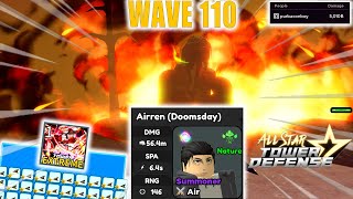 Wave 110 Extreme Infinite Mode  New Highest DPS Unit 7Star Eren  Roblox All Star Tower Defense [upl. by Piselli]