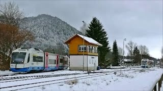 Bahnhof Schliersee im Winter mit der Bayerischen Oberlandbahn [upl. by Eisenberg]