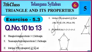 TS 7thClass Triangle and its properties Exercise 53QNo10 to 13 mathsworldmakessmartintelugu [upl. by Stanfill]