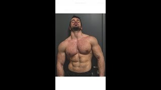 FRENCH MUSCLE GOD FLEXING HIS HUGE BACK AND BICEPS [upl. by Tj]