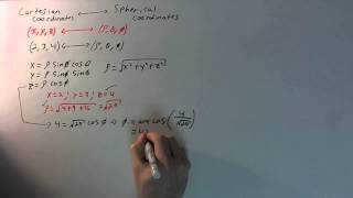 Converting Cartesian to Spherical coord Example 1 [upl. by Euqram]