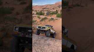 Squarebody Rock Crawler Bouncing Up a Bonus Line on Poison Spider Trail in Moab Utah [upl. by Nadroj]