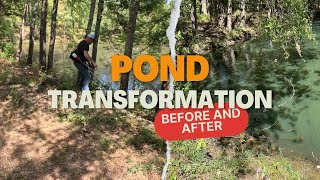 Pond cleanup with Bad Boy Maverick Zero Turn Kubota L2502 with Grapple amp saw blade on weed eater [upl. by Bugbee]