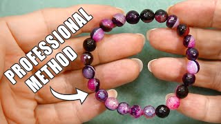 How To Make A Beaded Elastic Bracelet  No Glue Professional Method  Easy DIY jewelry tutorial [upl. by Dobb]