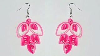 Quilling earrings Quilling paper earrings making tutorial [upl. by Paxton]