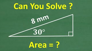 A right triangle has an angle of 30 degrees Find the area of the triangle if the hypotenuse is 8mm [upl. by Lurlene]